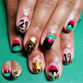 BMKKOT Juneteenth Press on Nails Short Fake Nails Black Liberation History Day Design Glue on Nails 19th of June French Tip False Nails Square Acrylic Nails for Women Juneteenth Nails Decoration 24Pcs
