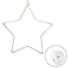 Ideen mit Herz LED Hanging Star | White | Winter Decoration | Window Lighting | with Timer | 24.5cm x 23.5cm x 1.3cm