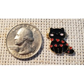 Unbranded Black Cat with Heart String Magnetic Needle Minder Cross Stitch Embroidery