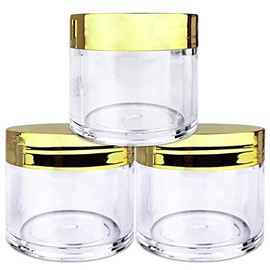Beauticom Clear 1 oz Plastic Jar (Quantity: 3 Pieces a Pack) (GOLD)