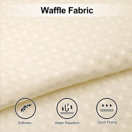 Beige Waffle Weave Shower Curtain HADEEONG 72x72in Cloth Shower Curtain Waffle Textured Fabric Shower Curtain with 12 Plastic Hooks Waterproof Washable for Hotel Spa Bathroom