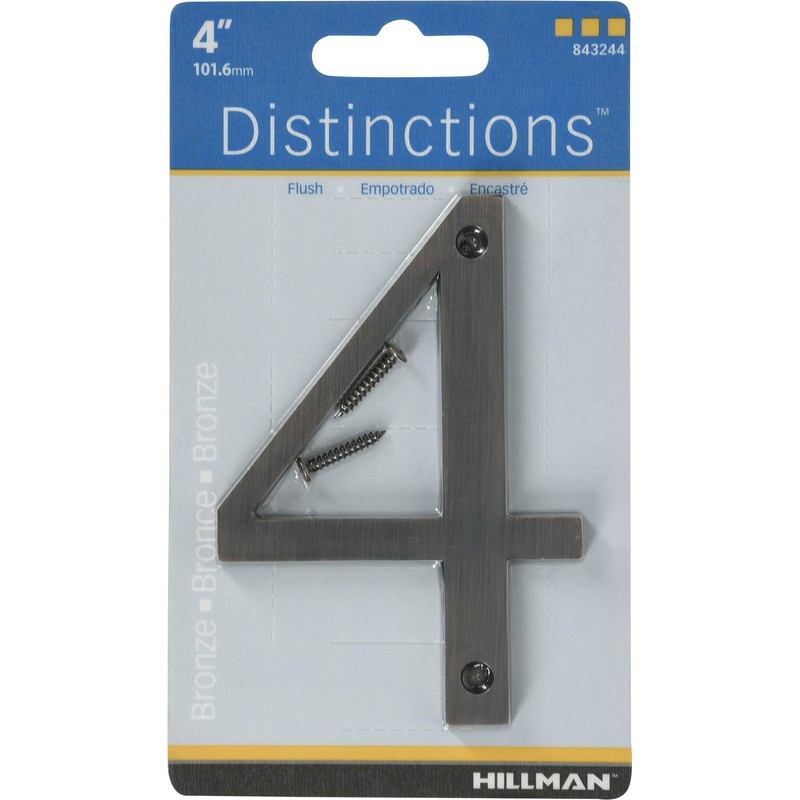 Distinctions 843244 House Number 4, Bronze Zinc Flush Mount Address