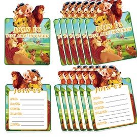 20Pcs Lion-King Birthday Invitation Cards Lion-King Invitation Cards for kids birthday party decoration