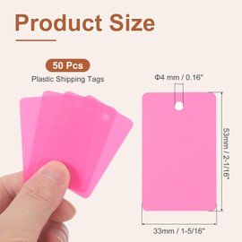 PATIKIL Plastic Shipping Tags with Wire, 50 Pcs 2-1/16" x 1-5/16" Waterproof Blank Labels Hang Tag with String for Outdoor Luggage Product Identification Price Marking, Pink