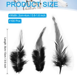 PATIKIL 3-5 Inch Rooster Feathers, 100 Pack Bulk Natural Feathers for Crafts Colorful Fluffy Craft Feathers for Dream Catcher Handwork Clothing Costumes Wedding, Black