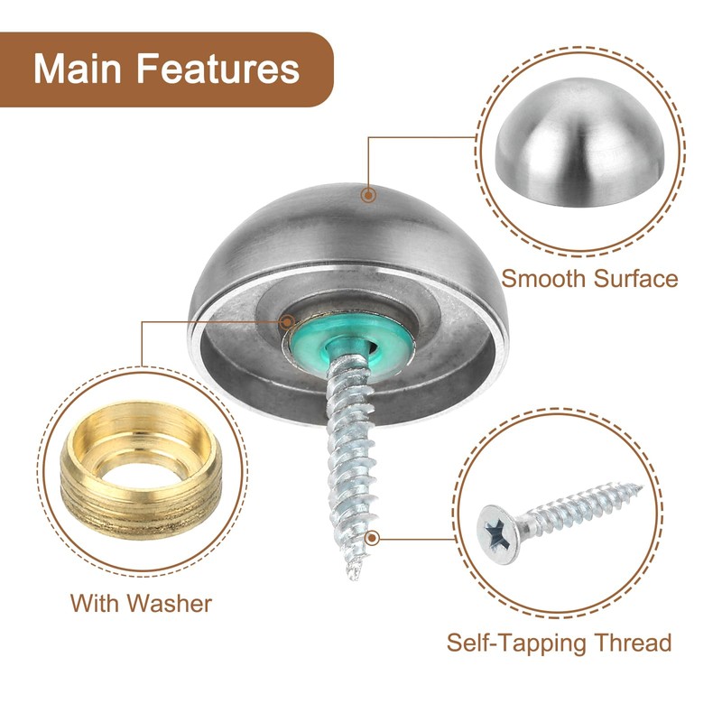 uxcell 4 Set Mirror Screws with Caps, 25mm 304 Stainless