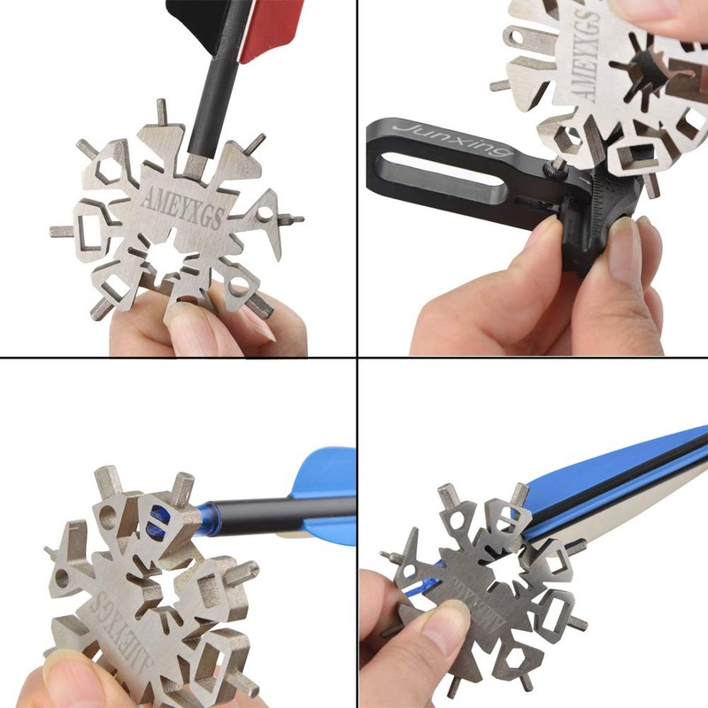 ZSHJGJR 21-in-1 Snowflake Multi-Function Archery Tool Bow Archery Arrow Repair
