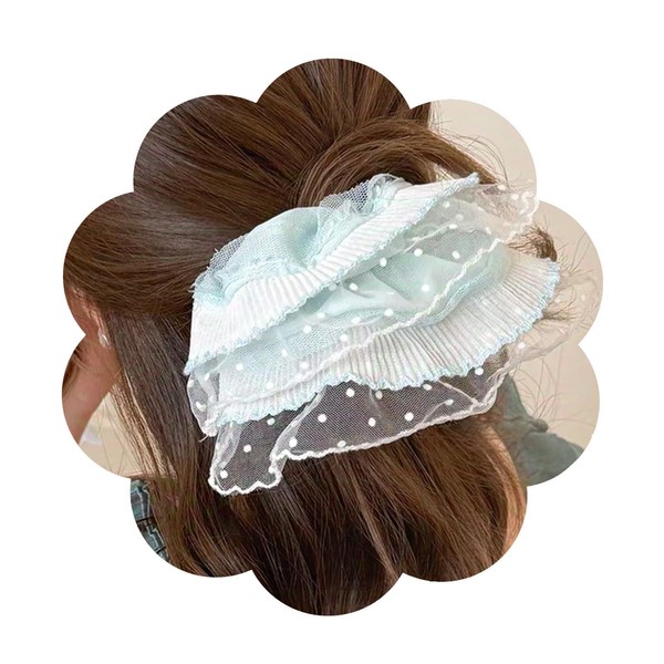 Green Exquisite Pleated Lace Hair Band, Sweet And Elegant, Romantic