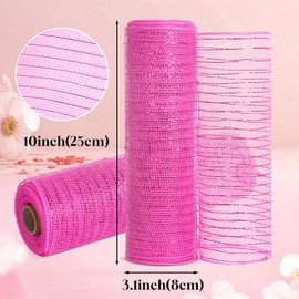 ICOSHOW 2 Rolls Mesh Ribbon for Wreaths 10 Inch x 30 Foot Wreath Mesh Rolls with Metallic Foil for Easter Christmas Party Wedding Home Decor DIY Craft Projects and Gift Wrapping (Orange)