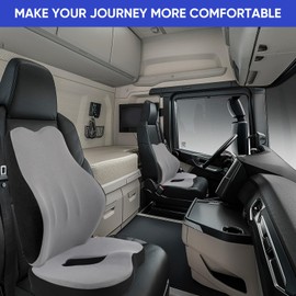 MINUPWELL Truck Seat Cushion, 2PC 100% Memory Foam Seat Cushion for Truck Driver, Truck Driver Seat Cushion & Back Support, Semi Truck Accessories for Men -18x14.5x3.5in, Lumbar Cushion-16.5x15.4x5in