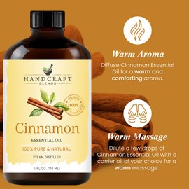 Handcraft Blends Cinnamon Essential Oil – Huge 4 Fl Oz – 100% Pure and Natural – Premium Grade Essential Oil for Diffuser and Aromatherapy, Skin, Massage, Candle and Soap Making Fragrance
