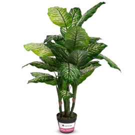 Naturae Decor Dieffenbachia Plant 47" – Large Artificial Floor Plant in Pot – Decorative Plants for Indoor Use – Realistic & Low-Maintenance Golden Dieffenbachia Plants
