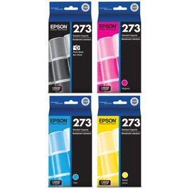 Genuine Epson 273 Color (Photo Black/Cyan/Magenta/Yellow) Ink Cartridge 4-Pack (Includes 1 each of T273120, T273220,T273320,T273