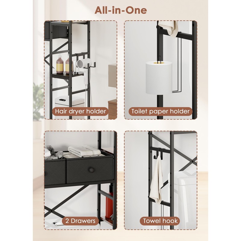Suuiwau Over The Toilet Storage with 2 Drawers - 7