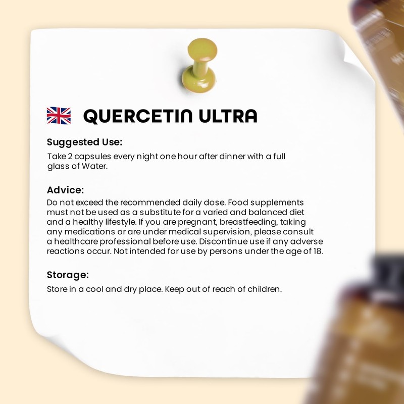 Quercetin 1000mg Supplement, 180 Vegan Capsules, 90 Day Supply