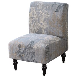 Jusmate Armless Accent Chair Cover Slipcover, Stretch Chair Slipper Super Fit Armless Chair Furniture Protector Cover Slipcover for Living Room Hotel (Leaves Grey)