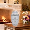 Cremation Urns for Women, White Engraved Cross Large Funeral Urn
