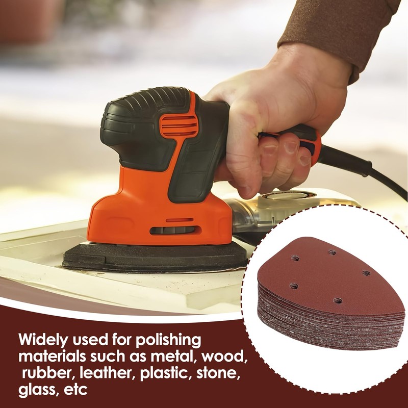 LUCTHY 40Pcs Mouse Sander Pads 5 Hole Sanding Pads, Triangular