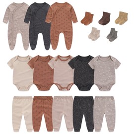 falianni Baby Boy Girl 18 Pack Layette Set Cotton Infant Unisex Clothes and Accessories New born Essentials Clothing Sets