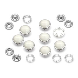 CRAFTMEMORE 20SETS 10MM White Pearl Snaps Fasteners Pearl-Like Button for Western Shirt Clothes Popper Studs (White)
