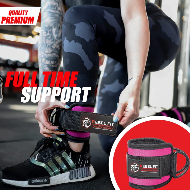 Elyzor Pink Ankle Strap for Cable Machines – Padded Neoprene