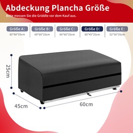 Plancha Cover Waterproof, Plancha Protective Cover, Windproof, Plancha Tarpaulin with Drawstring, 600D Oxford Fabric, Anti-UV Dustproof (Black, 60 x 45 x 25 cm)