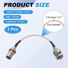 sourcing map 0.33FT/0.1M 3G-SDI Cable, BNC Male to Female HD-SDI Cable 75 Ohm RG179 Coaxial Video Jumper Video Camera Wire for Camera Surveillance CCTV Monitor Broadcast System, Orange