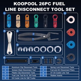 KOOPOOL 26pc Master Quick Disconnect Tool Kit, Fuel Line Disconnect Tool Set with Fuel and AC Disconnect Pliers, AC Line Removal Tool for Fuel, AC, and Transmission Systems
