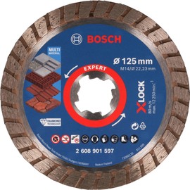 Bosch 1 x Expert Multi Material Turbo Diamond Cutting Discs (for Concrete, Brick, Diameter 125 mm, Professional Accessories, Small Angle Grinder)