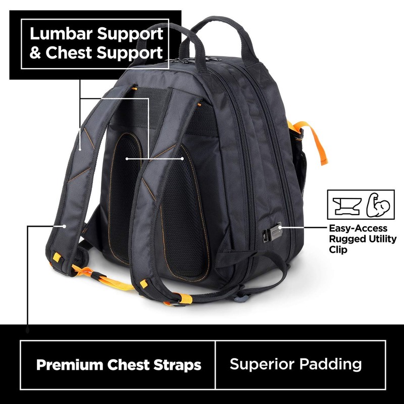 STEELHEAD 48-Pocket Heavy-Duty Tool Backpack, Padded Back Support, Reinforced Bottom,