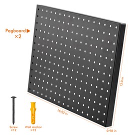 G.CORE 2 Pack Black Metal Pegboard Panels and 6 Pack Pink Pegboard Bins with Hooks, Pegboard Wall Organizer, Pegboard Accessories for Craft Storage