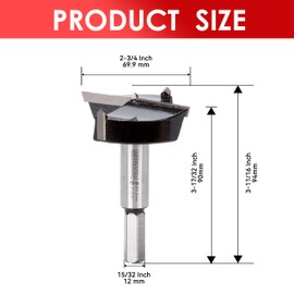 Mollom 2-3/4" (69.9mm) Forstner Drill Bit for Precise Woodworking with Durable YG8 Carbide Thickness of 2.0mm,This Hinge Cutter Tool is Ideal for Hard Wood, Plastic, Plywood