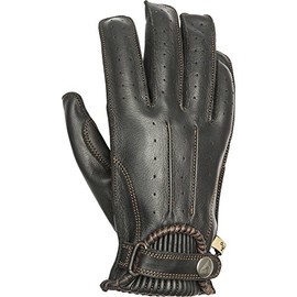 By Design Efficiency Vintage Cafe Racer Leather Black Gloves With Stitching (XXL)