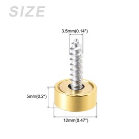 METALLIXITY Mirror Screws (12mm/0.47") 8Pcs, Decorative Cover Cap Nails Brass Electroplated - for Sign Advertising Hardware, Construction, Gold Tone