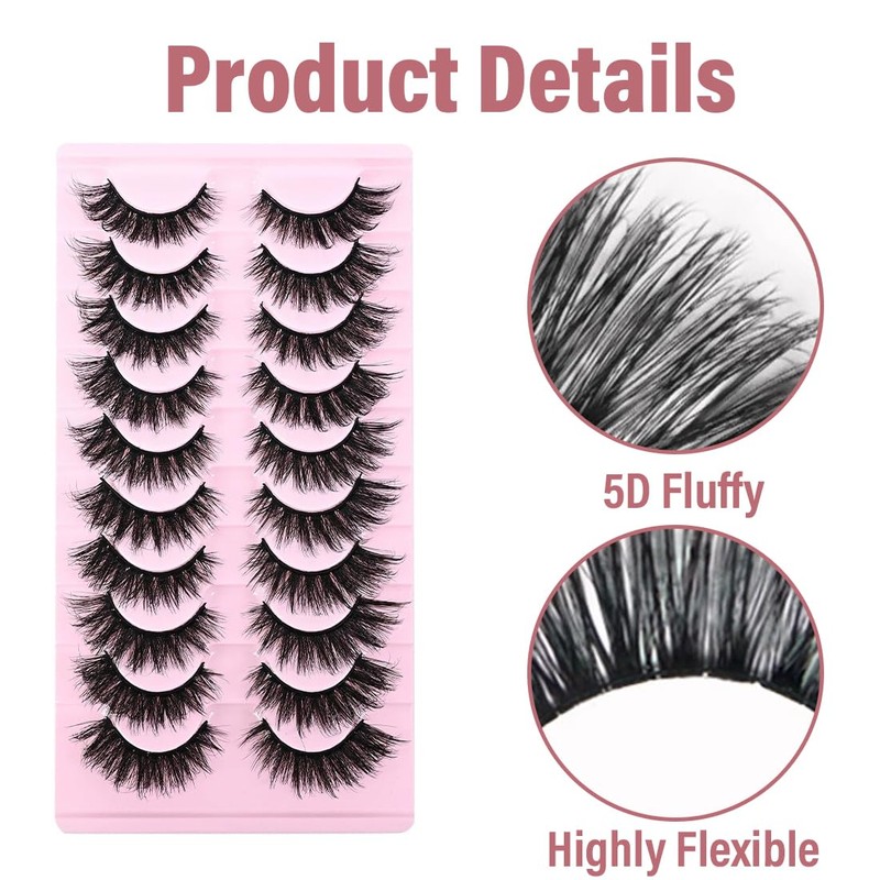 FENQURO 10 Pairs wimpern, lashes, künstliche wimpern, Wimpern Russian Strip