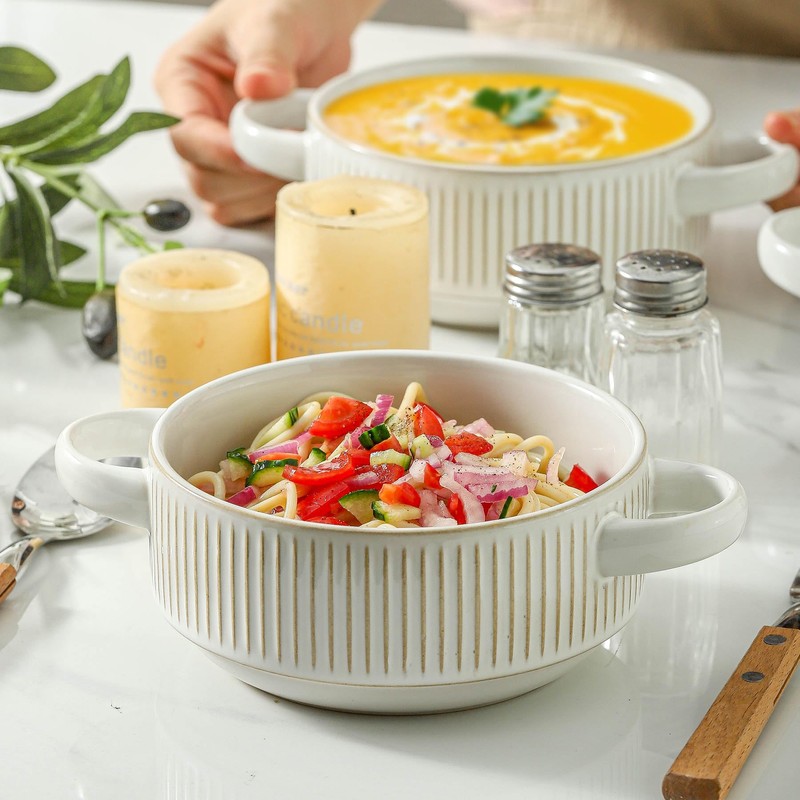 Soup Bowls with Handles, 20 oz French Onion Soup Crocks,