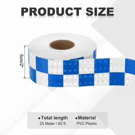 MECCANIXITY Reflective Tape, 2 Inch x 82 ft Self-Adhesive Trailer Reflector Tape Warning Safety Sticker Night Reflectors for Cars Trucks, Blue White