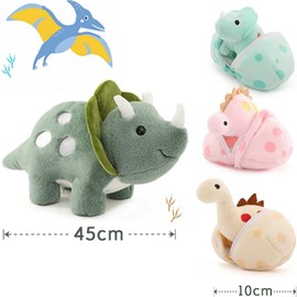 MorisMos 45 cm Dino Cuddly Toy XXL, Giant Triceratops Cuddly Toys with 3 Babies in the Belly, Soft Filled Dinosaur Stuffed Toy Cushion Doll Birthday Gifts for Children