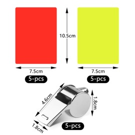 POPAPIE Referee Set of 10 Red and Yellow Card Football 5 Referee Whistle Football Referee Cards Sports PVC Referee Cards for Sports Football Games, Basketball, School Sports