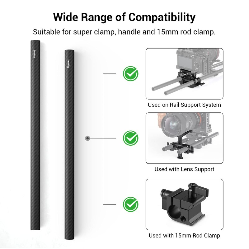 SmallRig 15mm Carbon Fiber Rod for 15mm Rod Support System