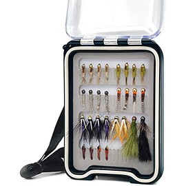 IEVEI 28 Pcs Fly Fishing Flies Kit Portable Handmade Nymph Streamer Flies Assortment Kit with Box Trout Fishing Fly Lures