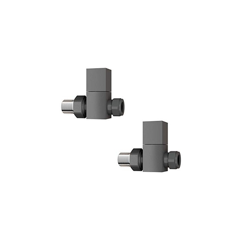 iBathUK Cube Thermostatic Radiator Valve,Solid Brass,Straight Square Radiator Valve Pair,