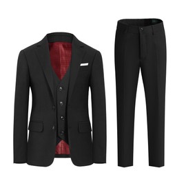PACOROMANO Boy Suit Set Black Slim 4 Pcs Boys Formal Slim Suit Set Ring Bearer Outfit Boy