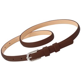 BENADON Women's Thin Belt, Large Size, Adjustable, Slim, Leather, Stylish, Elegant, Casual, Business, Suit, Dress, Skirt, Waist Mark, Black, White, Braun