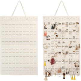 Hanging Earring Organiser, Felt Earring Organiser, Wall Mounting Earring Stand, Wall Mounting Jewellery Storage Bag, Hanging Earring Holder, for Earring Brooches, Pins and Bracelets (Beige)