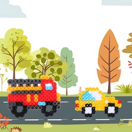 10 mm XL Ironing Beads, Large, 1000 Pieces Ironing Beads Set Vehicles with Pin Plate, Ironing Paper, Decorative Accessories, Plug-in Beads, Creative Set for Children and Large, Gift for Birthday