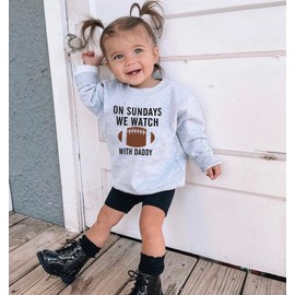 Lamuusaa Toddler Kid Baby Girl Boy On Sunday We Watch Football with Mommy/Daddy Sweatshirt Oversized Sweater Fall Clothes (Football with Daddy, 1-2 Years)