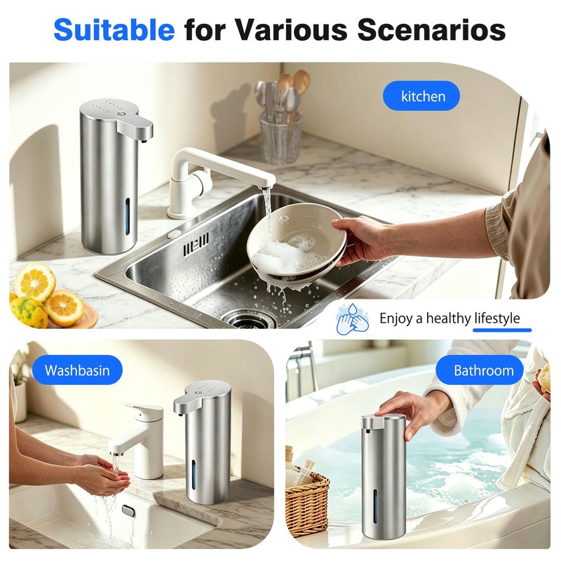 Touchless Automatic Liquid Soap Dispenser, Stainless Steel, Rechargeable