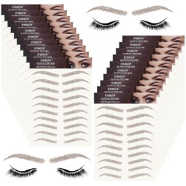 FeidyLong 20 Sheets 200 Pairs Eyebrow Tattoo Stickers 4D Stickers Eyebrow Transfers Stickers Peel off Eyebrow Grooming Shaping Makeup Sticker for Women Girls Brown