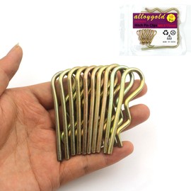 Alloygold 10Pcs Heavy Duty Hitch Pins Clip R Clips Cotter Pins, Colour Zine Spring Retaining Wire Hair Pins， Large for Trailer Tractors Mower Carts Truck Pin Clip，Strong Spring Tension M3.5×75mm